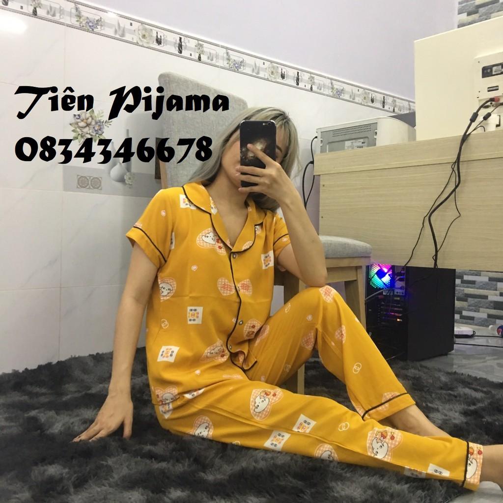 Bộ Lụa Pijama Áo Cộc-Quần Dài Chất Liệu Lụa Cao Cấp Mát Lịm