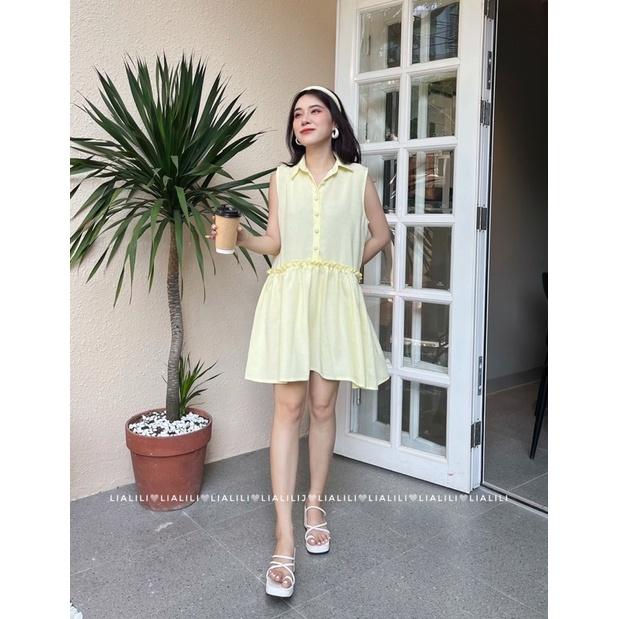 Đầm có bèo, sát nách, chất bố không quá dày, thích hợp đi dạo phố- THIẾT KẾ TỪ LIALILI