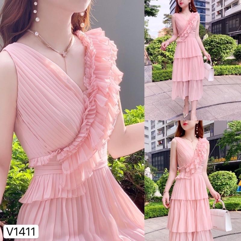 ĐẦM HỒNG XẾP LY TRANG NHÃ DVC