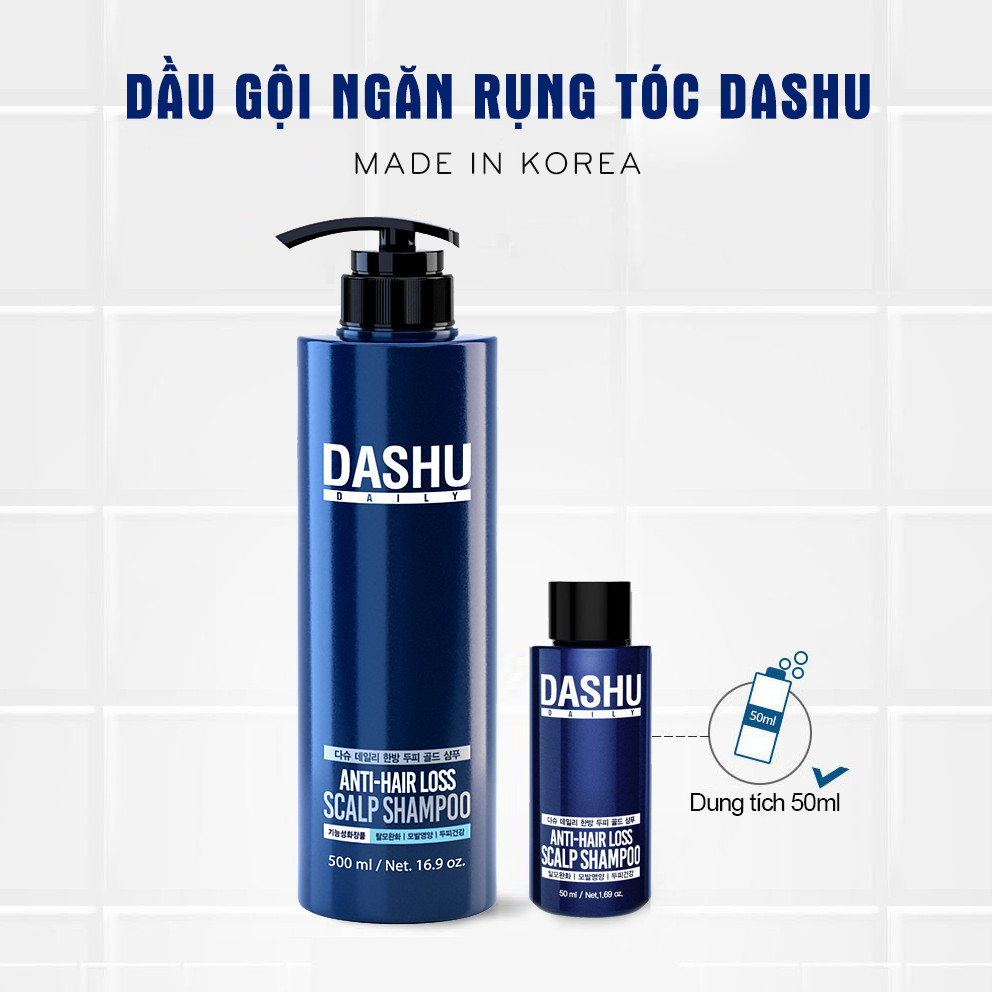 Dầu gội ngăn rụng tóc dành cho nam DASHU Anti - Hair Loss Scalp Mini size Sạch gàu và ngứa chính hãng Hàn Quốc 50ml JN-DG03