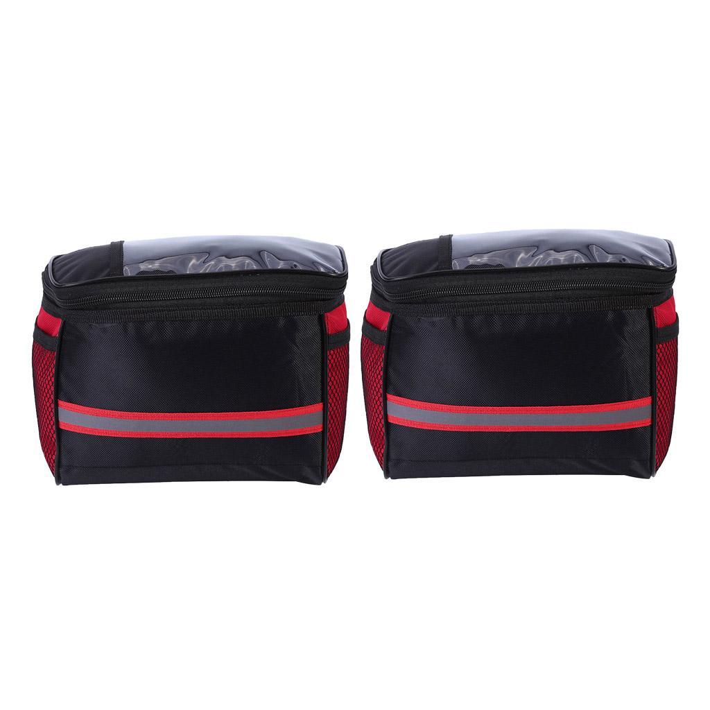 2x Bike Handlebar Bag Front Storage Bag Outdoor Cycling Pouch Waterproof Red