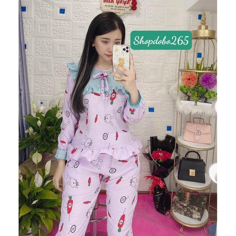 Đồ bộ nữ,đồ ngủ,đồ bộ mặc nhà vải xốp tay dài họa tiết dễ thương.