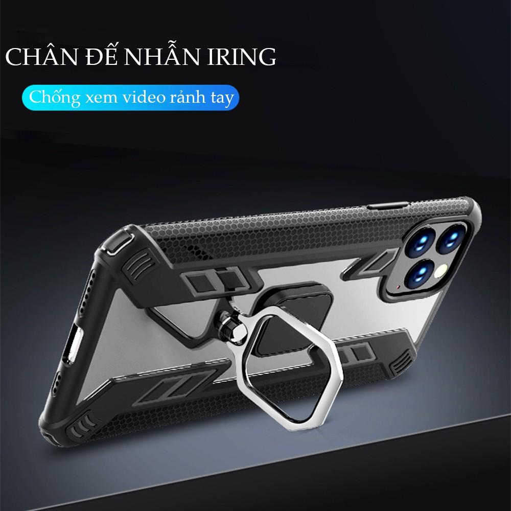 Ốp lưng cho iPhone 7 8 6 6s Plus X XR XS Max 11 Pro Max SE 2020 iRON MAN nhẫn xoay TRONG SUỐT chống sốc