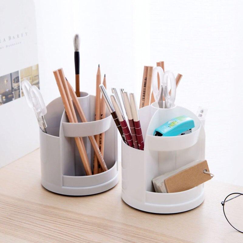 Simple Rotatable Storage Box Desk Organizer Home Office Storage Containers Desk Accessories Plastic Pen Holder Gifts