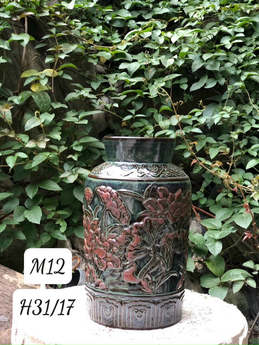Bình hoa trang trí-Dáng Chum Vẽ Sen