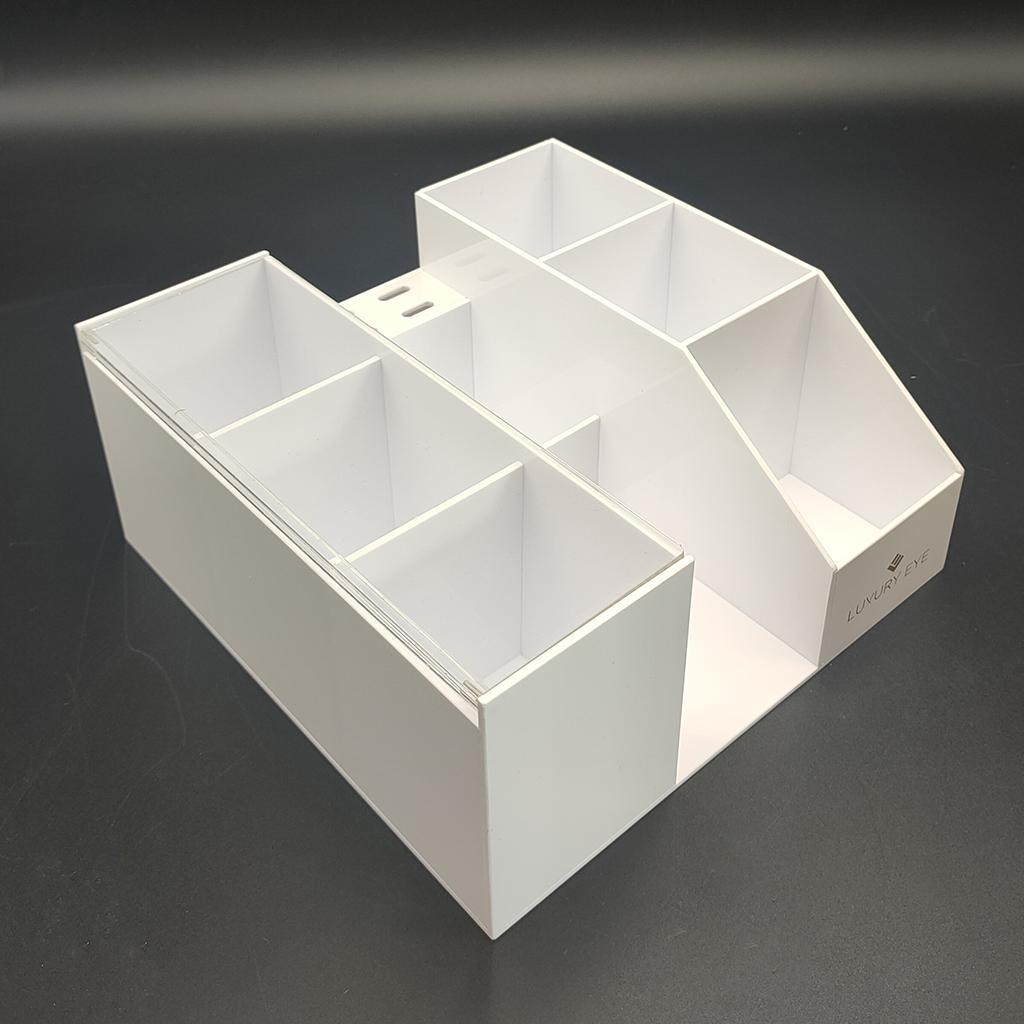 2xCosmetic Organizer Eyelash Extension Tools Storage Box White Acrylic