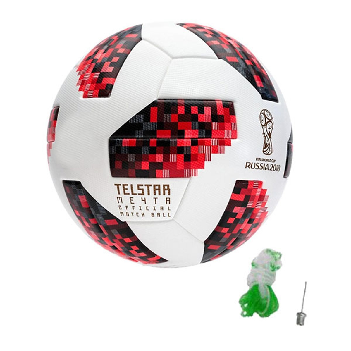 Bóng đá World Cup TELSTAR 2018 số 4 tặng kim bơm bóng + lưới đựng bóng màu đỏ trắng