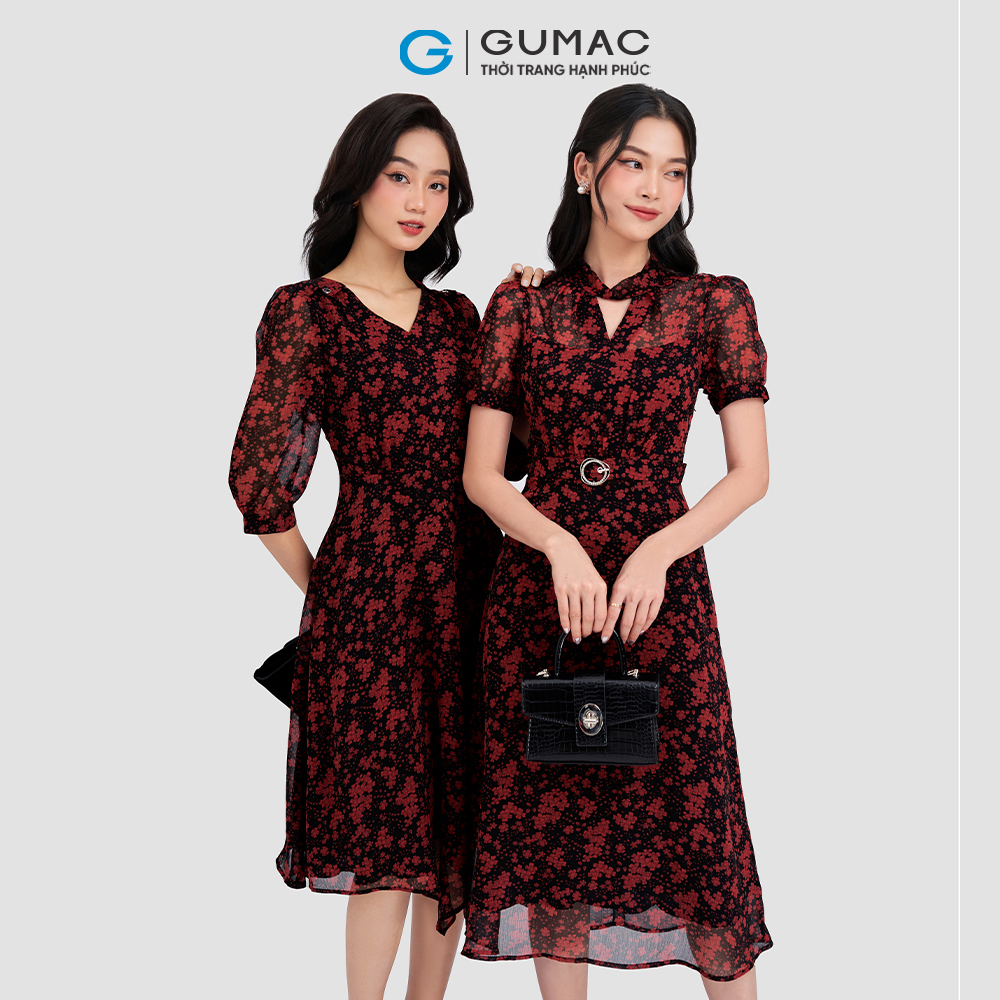 Đầm A cổ xoắn GUMAC DD03065