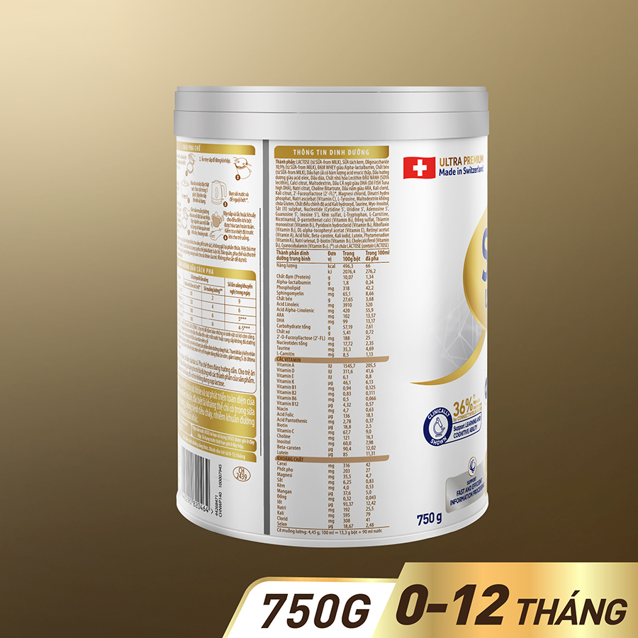 Sữa bột công thức S-26 ULTIMA 1 750G với hợp chất NUTRILEARN CONNECT cho bé 0 - 12 tháng tuổi