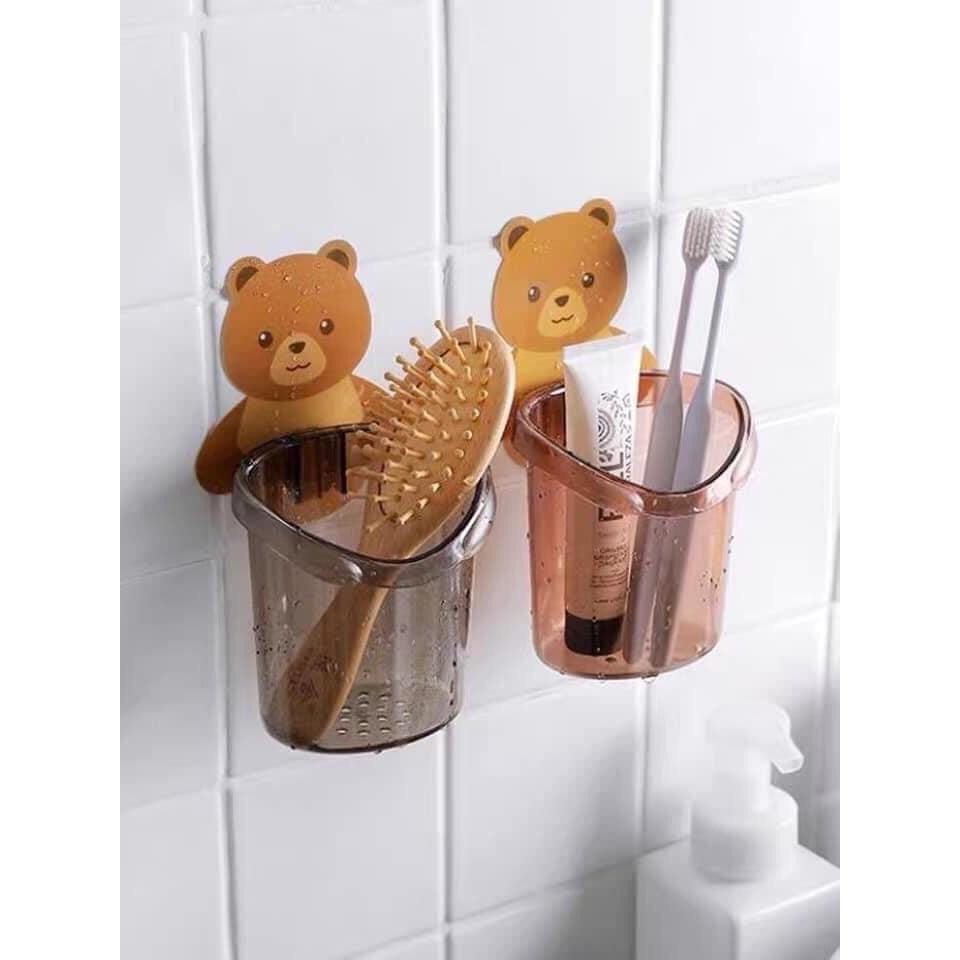 Cốc gấu đựng bàn chải kem đánh răng, Cốc gấu dán tường siêu dính