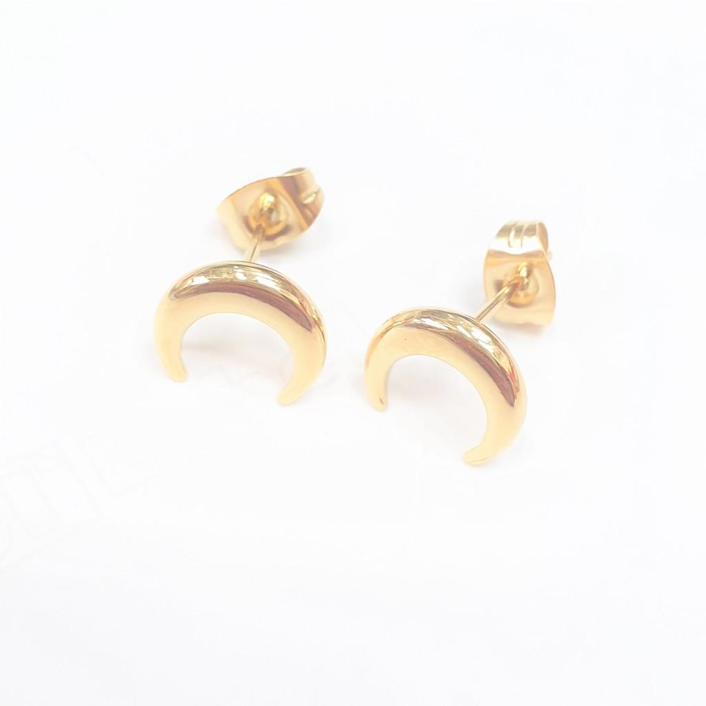 Khuyên Tai Mặt Trăng Titanium Cao Cấp- Dùng tắm rửa thoải mái không đen