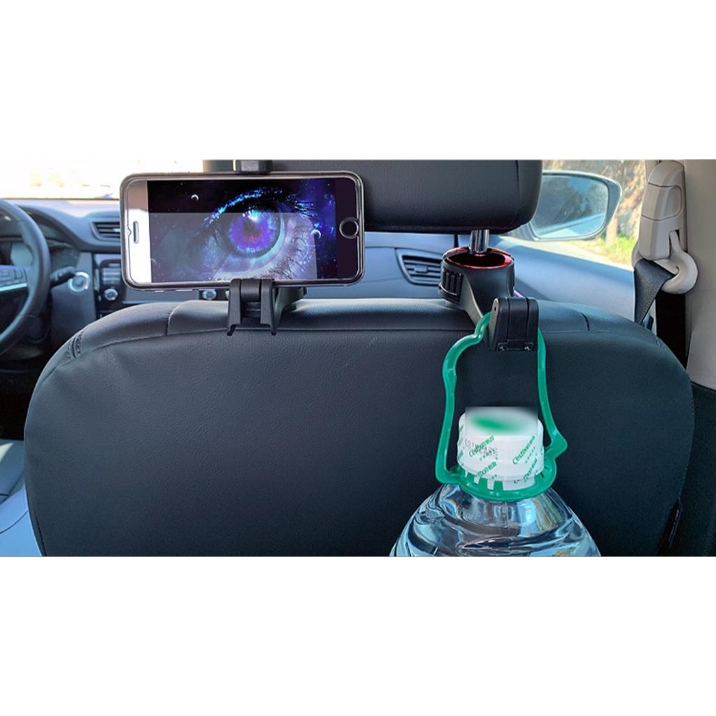 1 Móc treo đồ sau ghế kiêm giá đỡ điện thoại - móc treo đồ tiện ích - kẹp đt