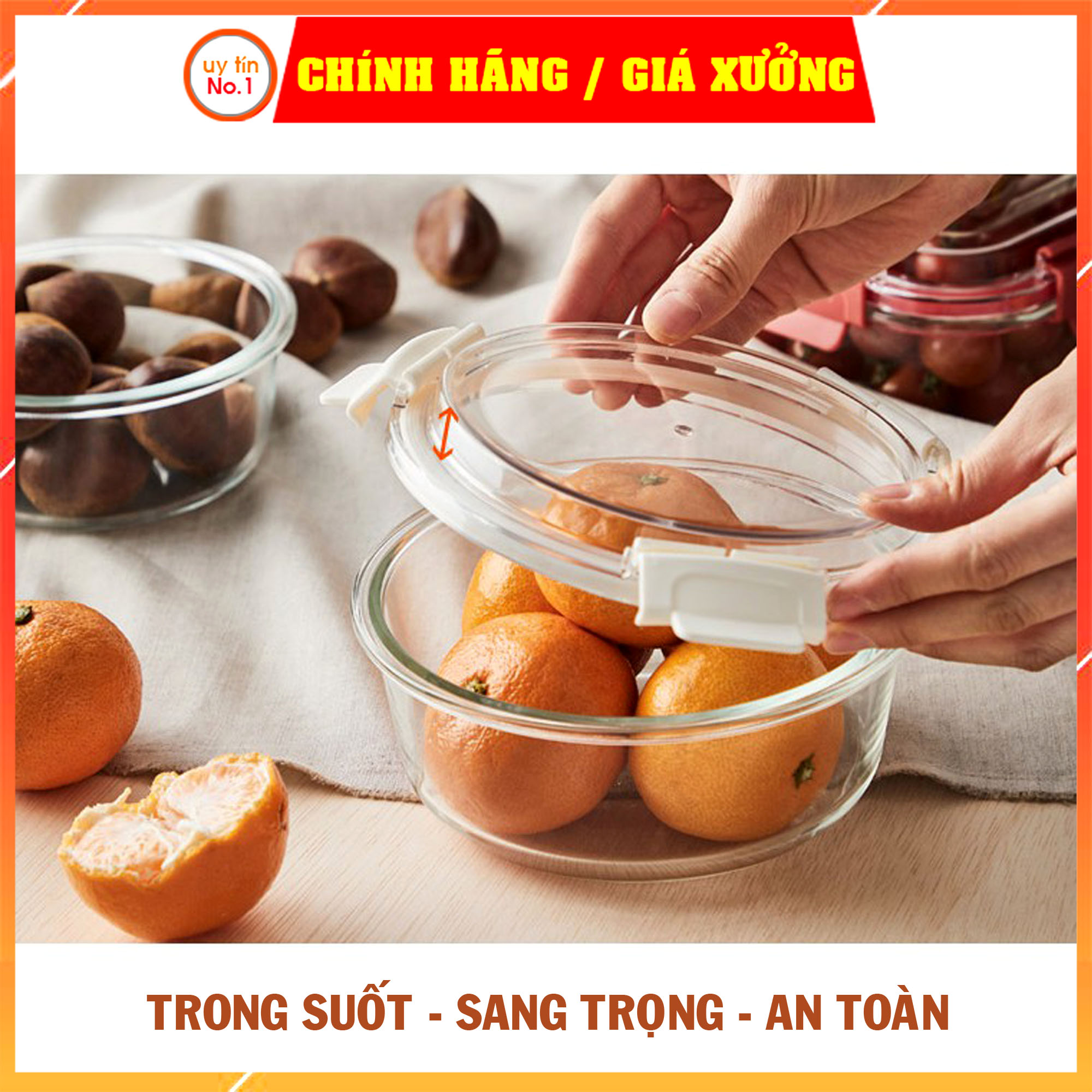 Hộp đựng thực phẩm Lock&Lock chính hãng bằng thuỷ tinh LLG896 950ml LLG895 650ml LLG894 400ml