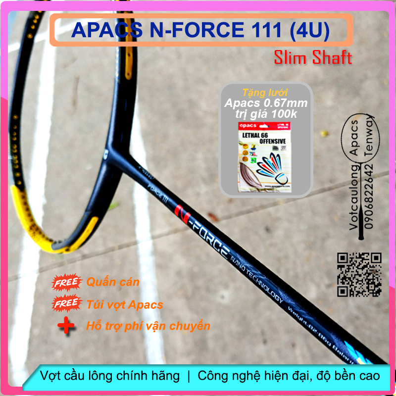 [Vợt cầu lông Apacs N-Force 111 - 4U] – Vợt chuyên công, thân đũa chống cản gió