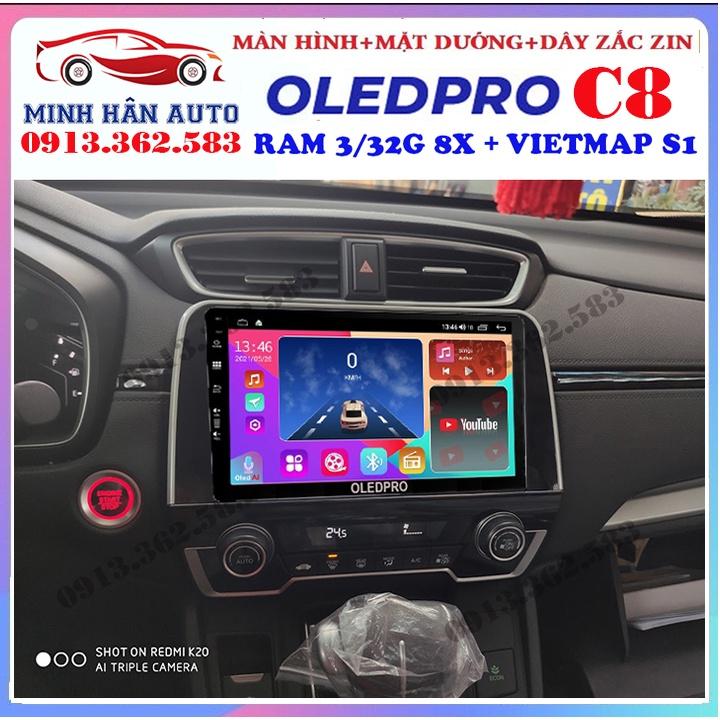Combo màn hình OLEDPRO C8 kèm mặt dưỡng,dây nguồn cho xe HONDA CRV 2018-2019
