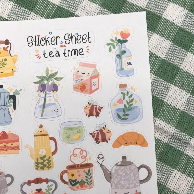 Sticker sheet  tea time - chuyên dán, trang trí sổ nhật kí, sổ tay | Bullet journal sticker - unim005