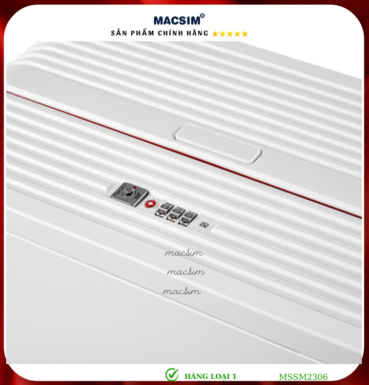 Vali cao cấp Macsim SMLV2306 cỡ 20 inch màu trắng - Hàng loại 1