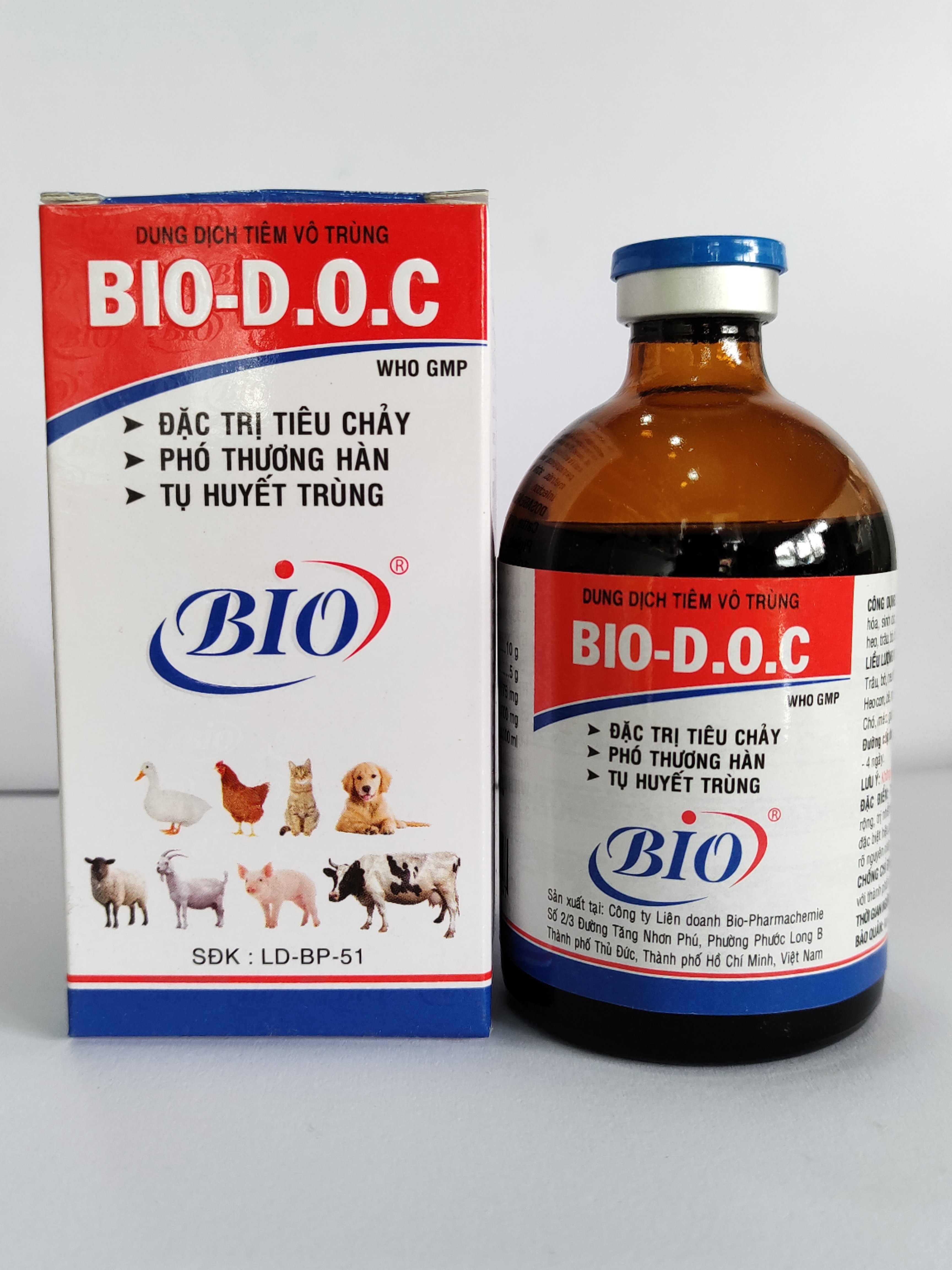 Dung dịch tiêm vô trùng BIO D.O.C t.rị nhiễm trùng hô hấp, tiêu hoá, niệu sinh dục đặc biệt hiệu quả với các trường hợp sốt bỏ ăn không rõ nguyên nhân