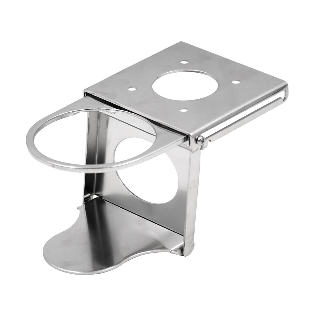 2xStainless Steel Adjustable Folding Drink Holders for Marine/Boat/Caravan/Car