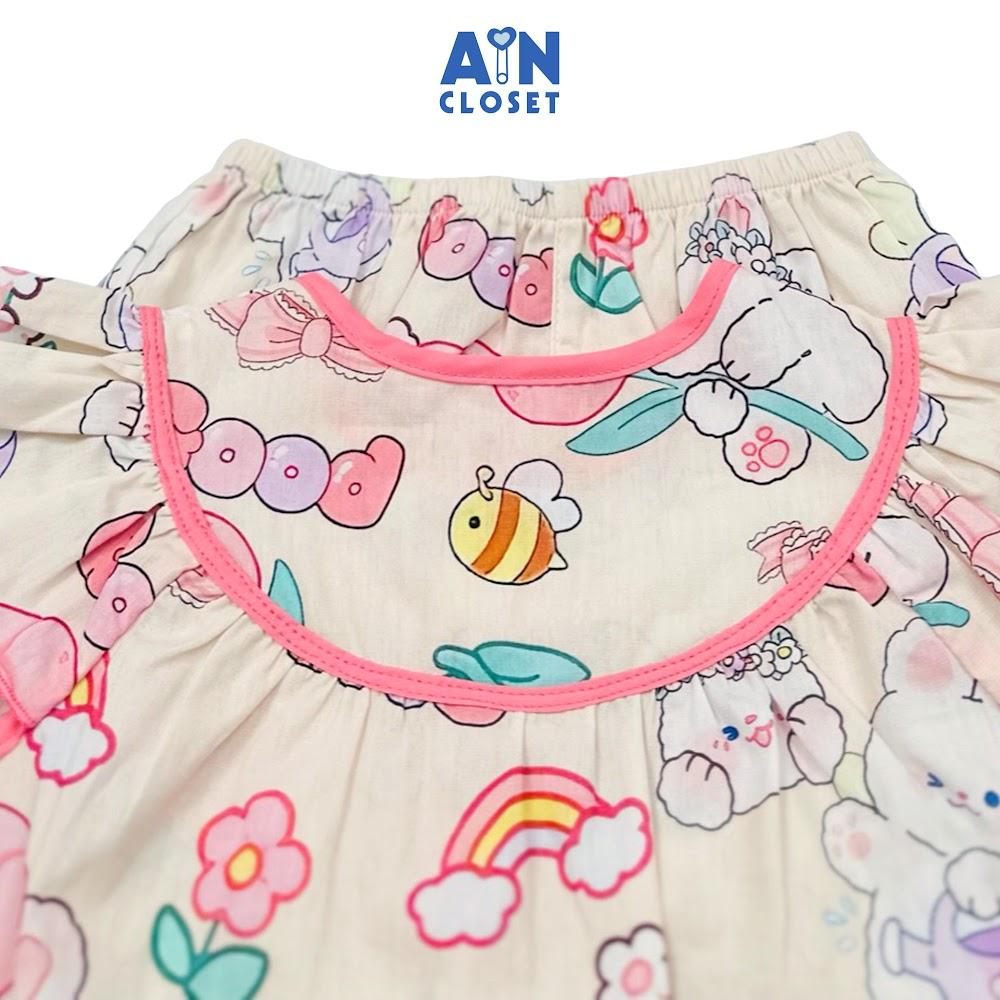 Bộ quần áo Ngắn bé gái họa tiết Thỏ Và Ong Vàng Cotton - AICDBGZUPJXU - AIN Closet