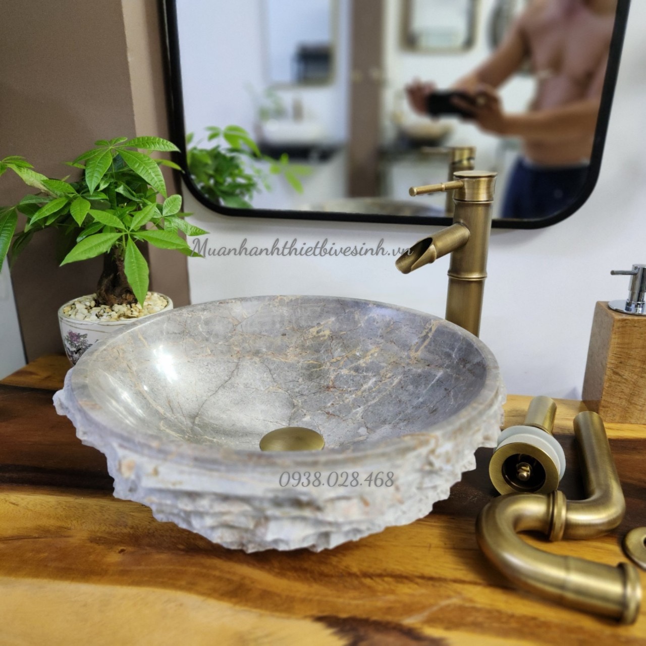 Lavabo đá tự nhiên - Lavabo đặt bàn đá tự nhiên - chậu rửa mặt đá tự nhiên