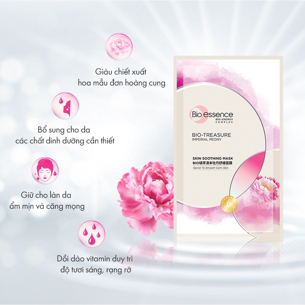 Mặt nạ dưỡng da tươi trẻ chiết xuất hoa mẫu đơn hoàng cung Bio-essence 20ml