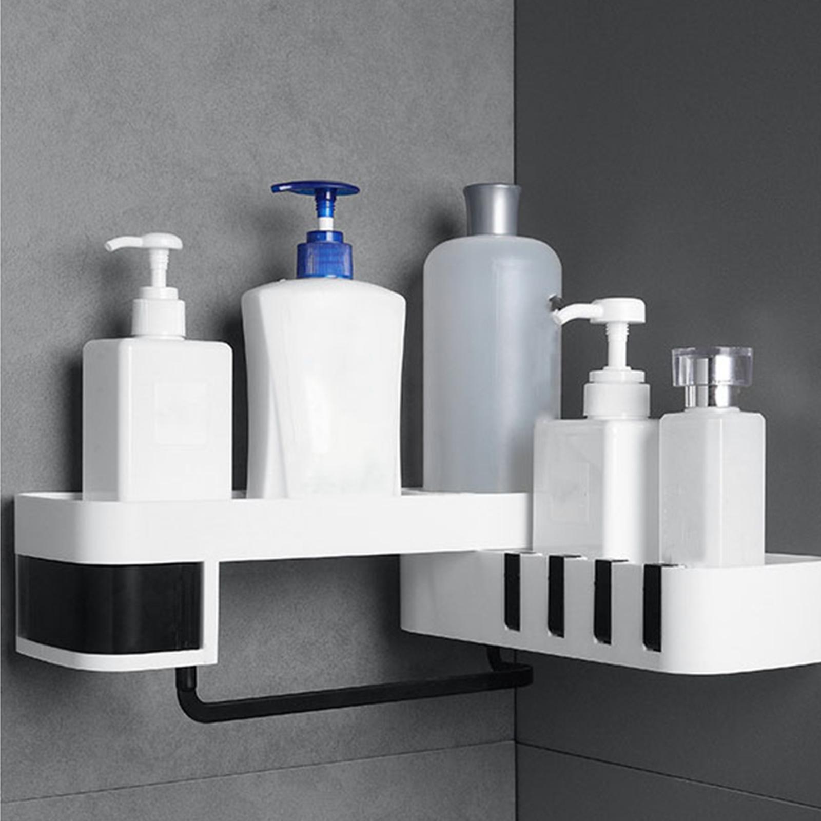 Bathroom Corner Shelf No Drilling Wall-mounted Storage Rack Holder Cabinets 2 Tier Bathtub Bath Shower Caddy Basket