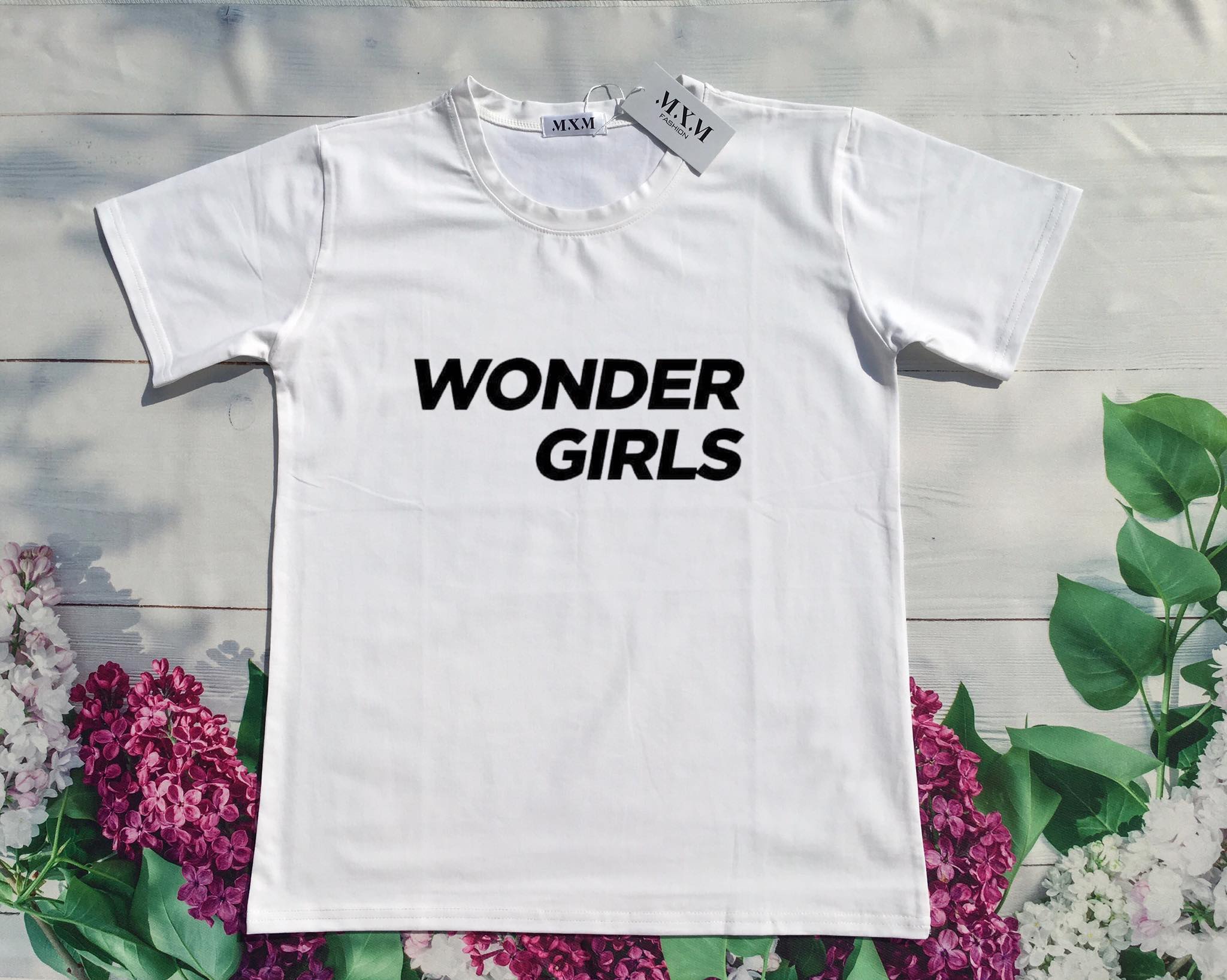 Áo thun nữ cổ tròn form rộng in chữ Wonder Girls thun cotton 4 chiều ( ANU021 )