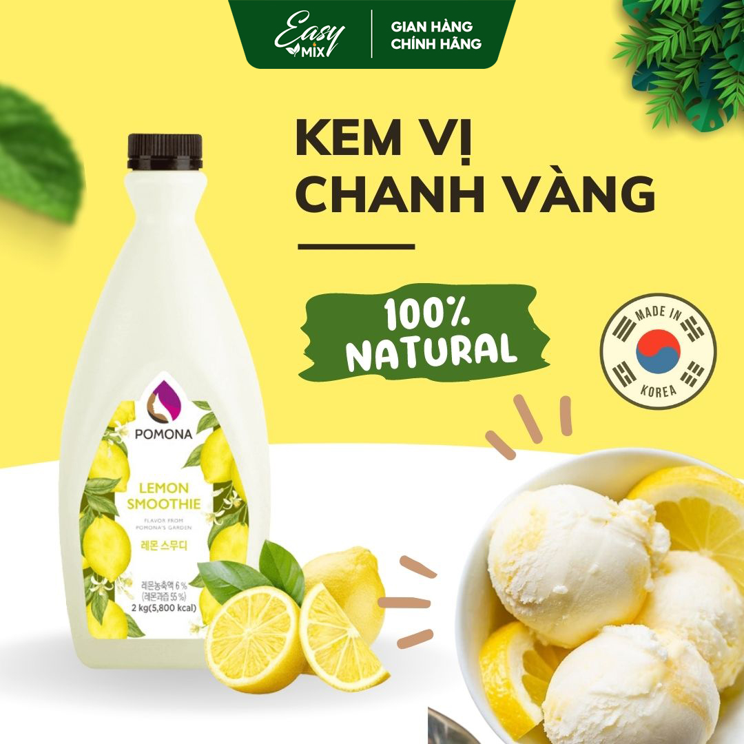 Mứt Chanh Pomona Lemon Smoothie Nguyên Liệu Pha Chế Hàn Quốc Chai 2kg