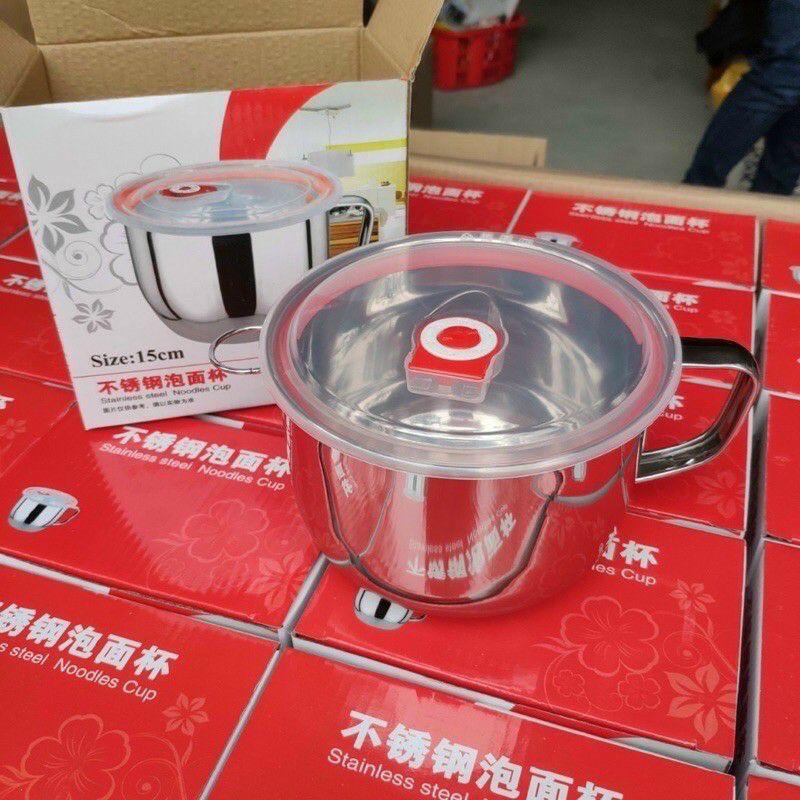 Ca đựng cháo, mỳ phở giữ nhiệt chống tràn bằng INOX 15cm