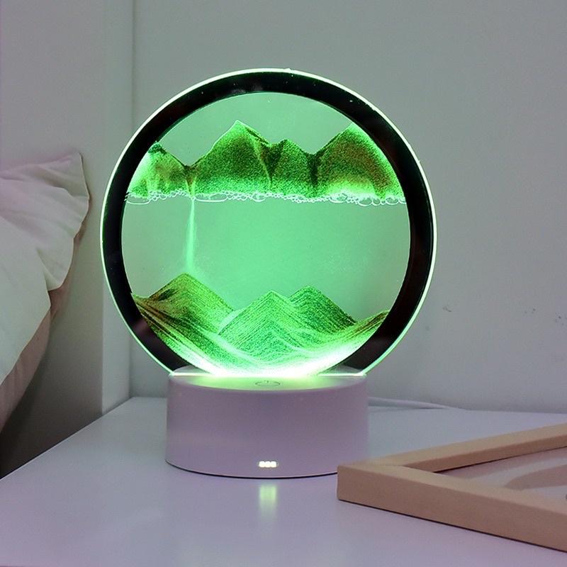 Tranh cát chuyển động 3D đèn LED, tranh cát chảy nghệ thuật trang trí làm quà tặng, đèn ngủ để bàn đầu giường