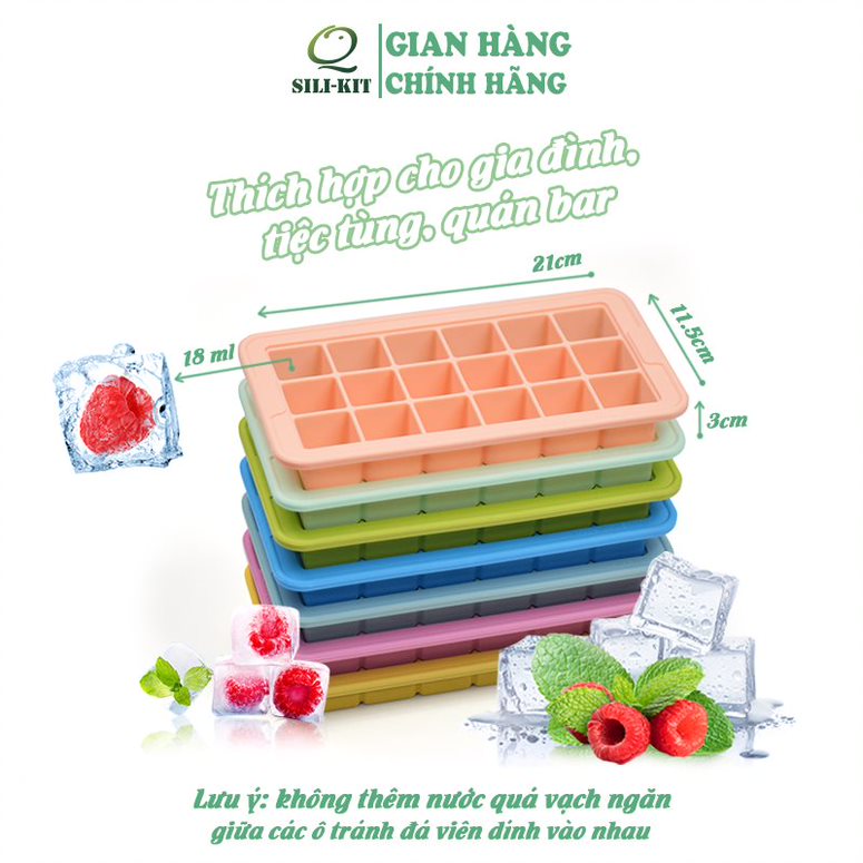 Khay làm đá bằng silicone - Xanh lá cây