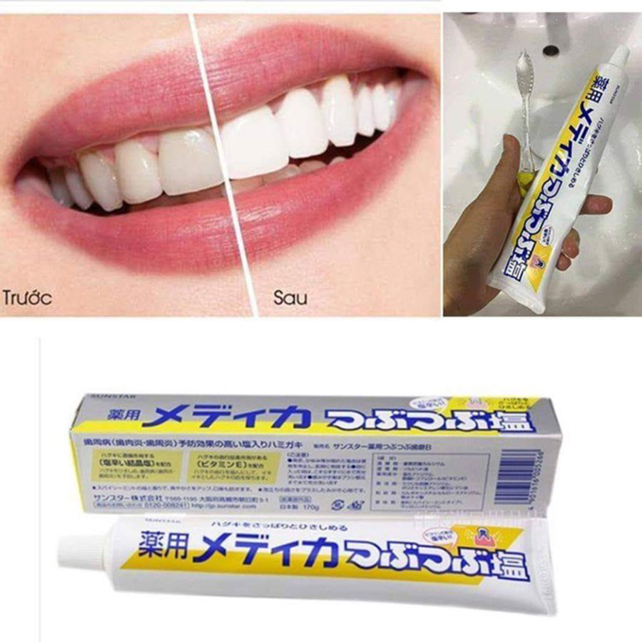 Combo Cây lau nhà tắm đầu mút + Kem đánh răng muối Sunstar 170g - Nội địa Nhật Bản