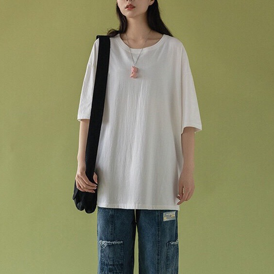Áo thun trơn tay lỡ form rộng unisex - Phông trơn