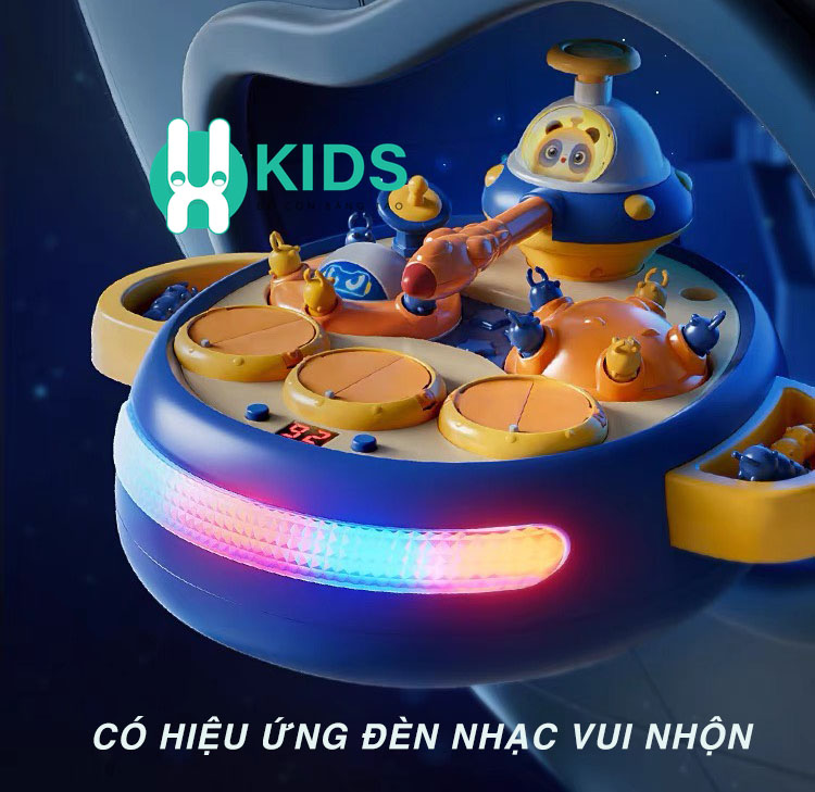 Đồ chơi câu cá đập chuột thế hệ mới chiến hạm vũ trụ có hiệu ứng đèn nhac, đếm thời gian tính điểm đa chức năng cho bé