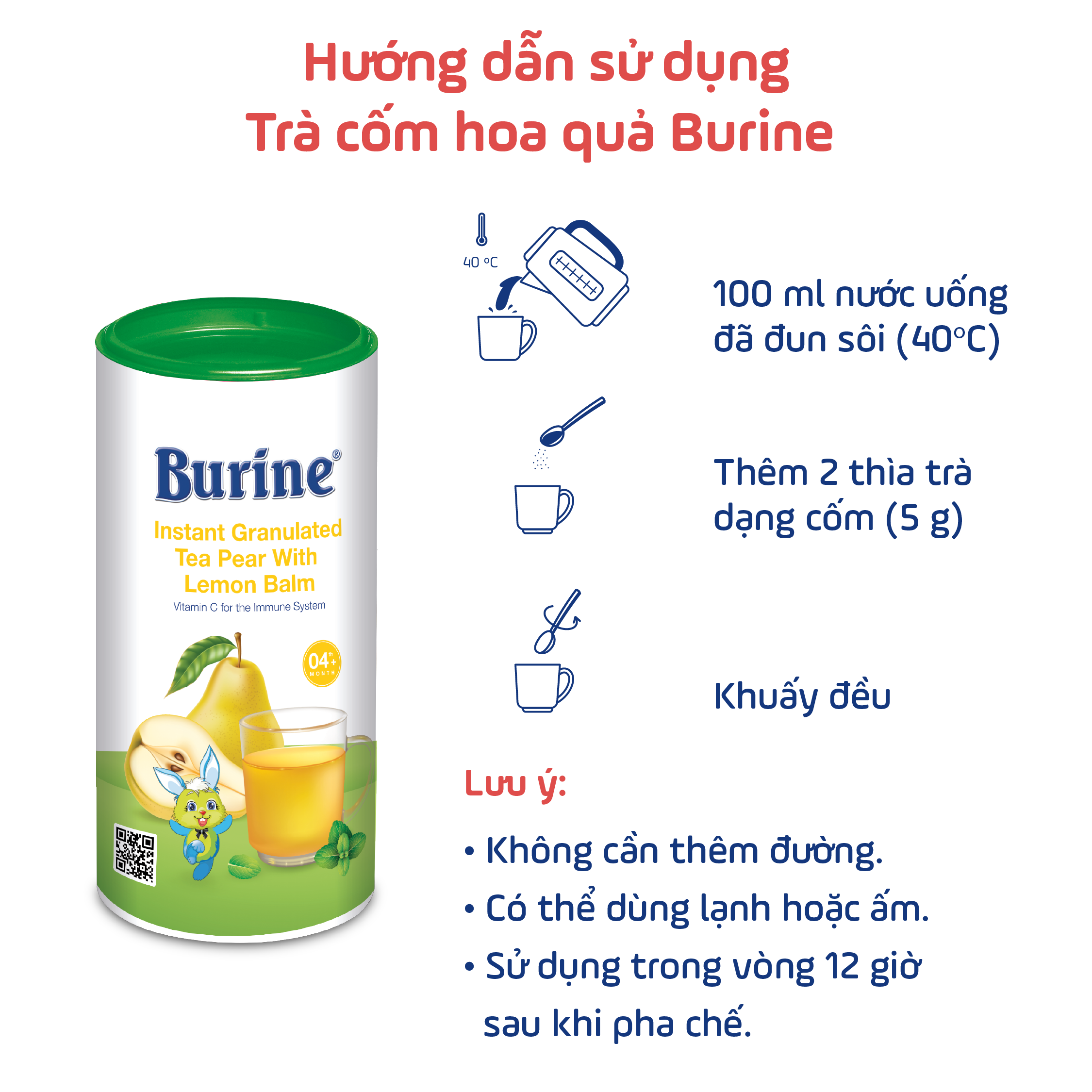 Trà cốm hoa quả Burine (HiPP) dinh dưỡng dành cho bé - Vị Lê Bạc Hà giúp giảm ho, hỗ trợ tiêu hoá khoẻ mạnh  (Không dành cho trẻ dưới 4 tháng tuổi)