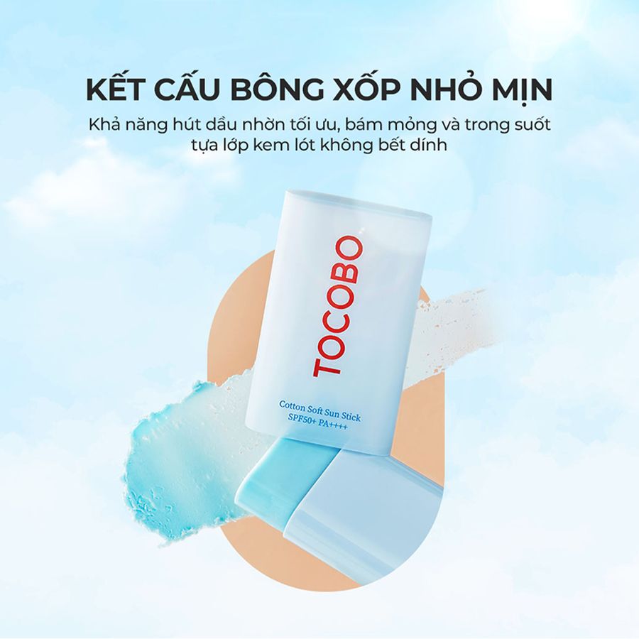 Kem Chống Nắng Dạng Thỏi Tocobo Che Khuyết Điểm Cotton Soft Sun Stick SPF50+ PA++++