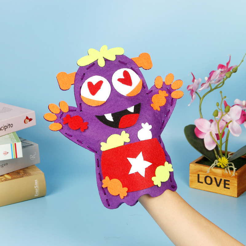 Con rối tay Halloween, đồ chơi thủ công giáo dục diy handmade chất liệu vải không dệt mẫu ngẫu nhiên