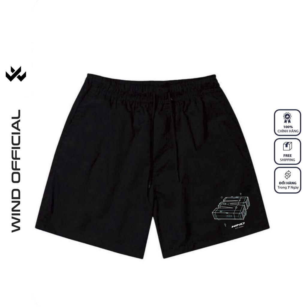 Quần short thun nam nữ WIND unisex ống rộng WIND 3D đùi lửng ngố thời trang mặc nhà