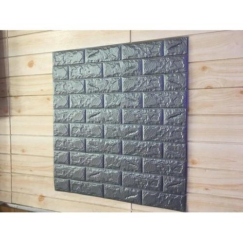 Giấy /Xốp Dán Tường Giả Gạch 3D MÀU XÁM- Giá Rẻ- Đa Dạng Tạo Không Gian Sống Sang Trọng, Sach Sẽ