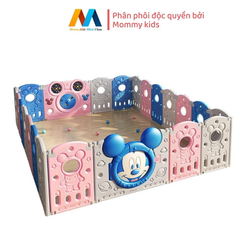 Quây Cũi Nhựa MOMMYKIDS MINH CHÂU Mickey MODEL MĐ Gấp Gọn Tặng Thảm + Giỏ Bóng + 100 quả bóng nhựa