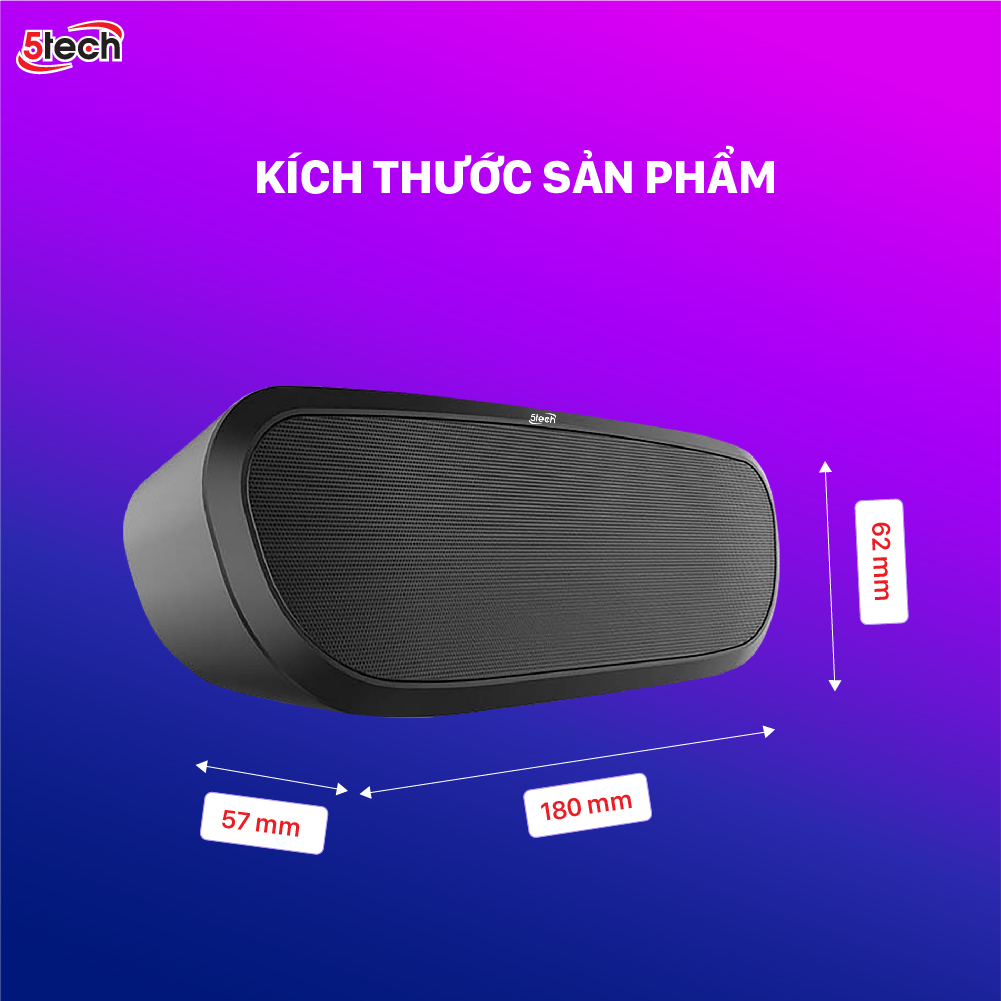 Loa bluetooth 5TECH BS1 hàng chính hãng, loa mini cầm tay di động âm thanh sống động, âm bass siêu trầm nghe nhạc cực đỉnh dành cho điện thoại, máy tính,...