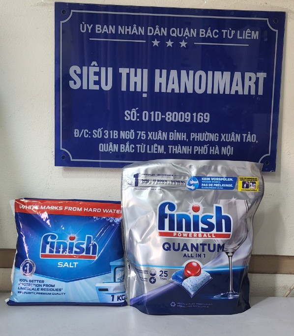 Combo Viên rửa bát Finish Quantum 25 Viên + Muối rửa bát Finish 1kg dùng cho máy rửa bát