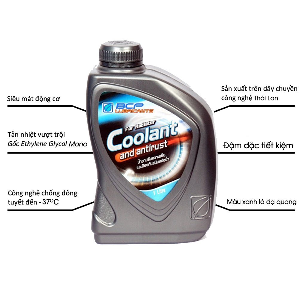 Nước Làm Mát Động Cơ Xe Máy - Ô Tô BCP Coolant And  Antirust 1L - Nhập Khẩu Thái Lan