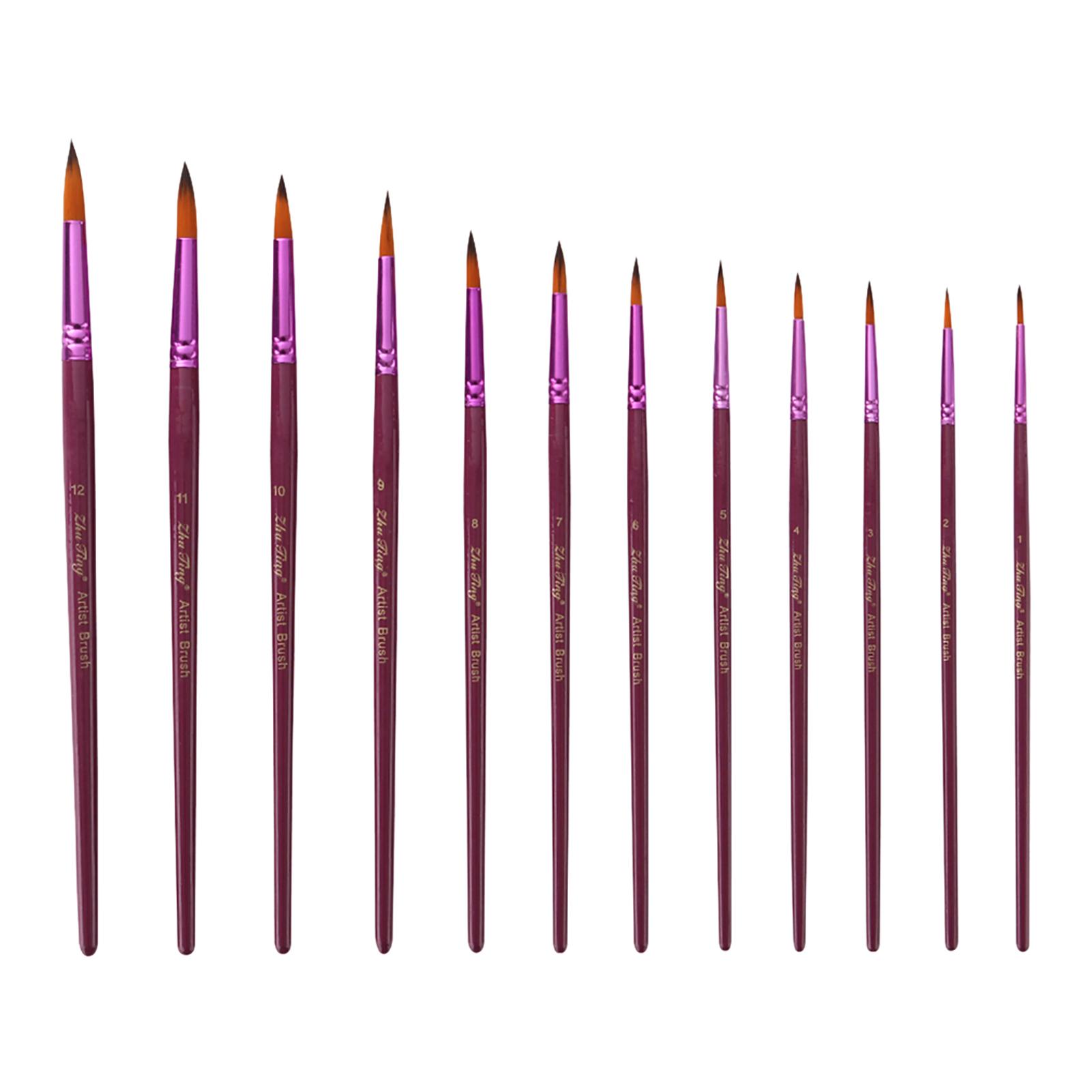 Bộ cọ sơn Kích thước khác nhau với hai màu Nylon bằng tay cầm gỗ 12 cái