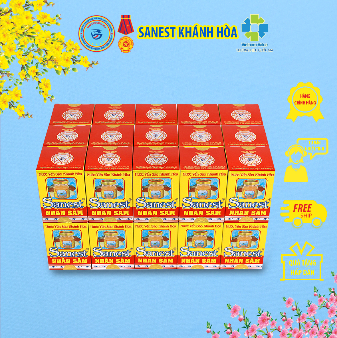 Nước Yến sào Khánh Hòa Sanest Nhân sâm đóng lọ 70 ml