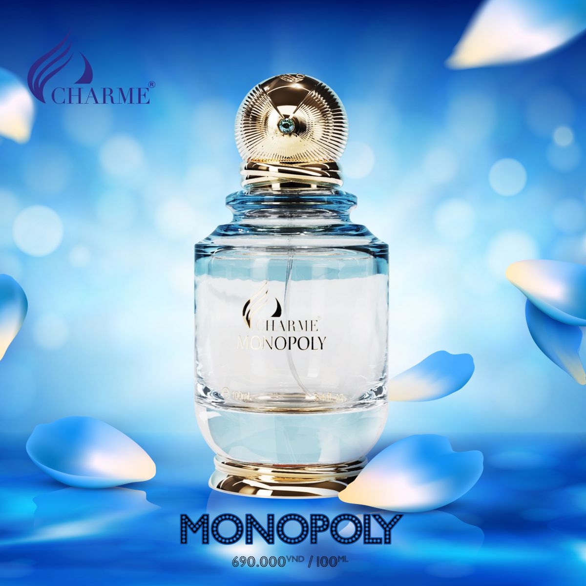 Nước hoa nữ chính hãng Charme Monopoly 100ml với hương thơm man mát nhẹ nhàng mang lại sự say mê dịu dàng