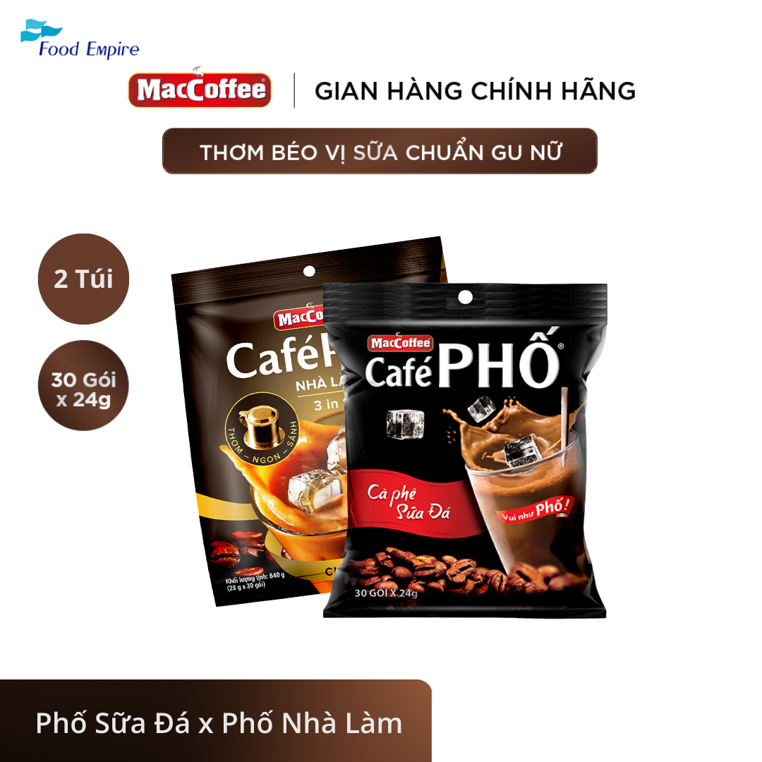 Combo 2 Túi cà phê MacCoffee Phố Nhà làm &amp; Phố Sữa đá