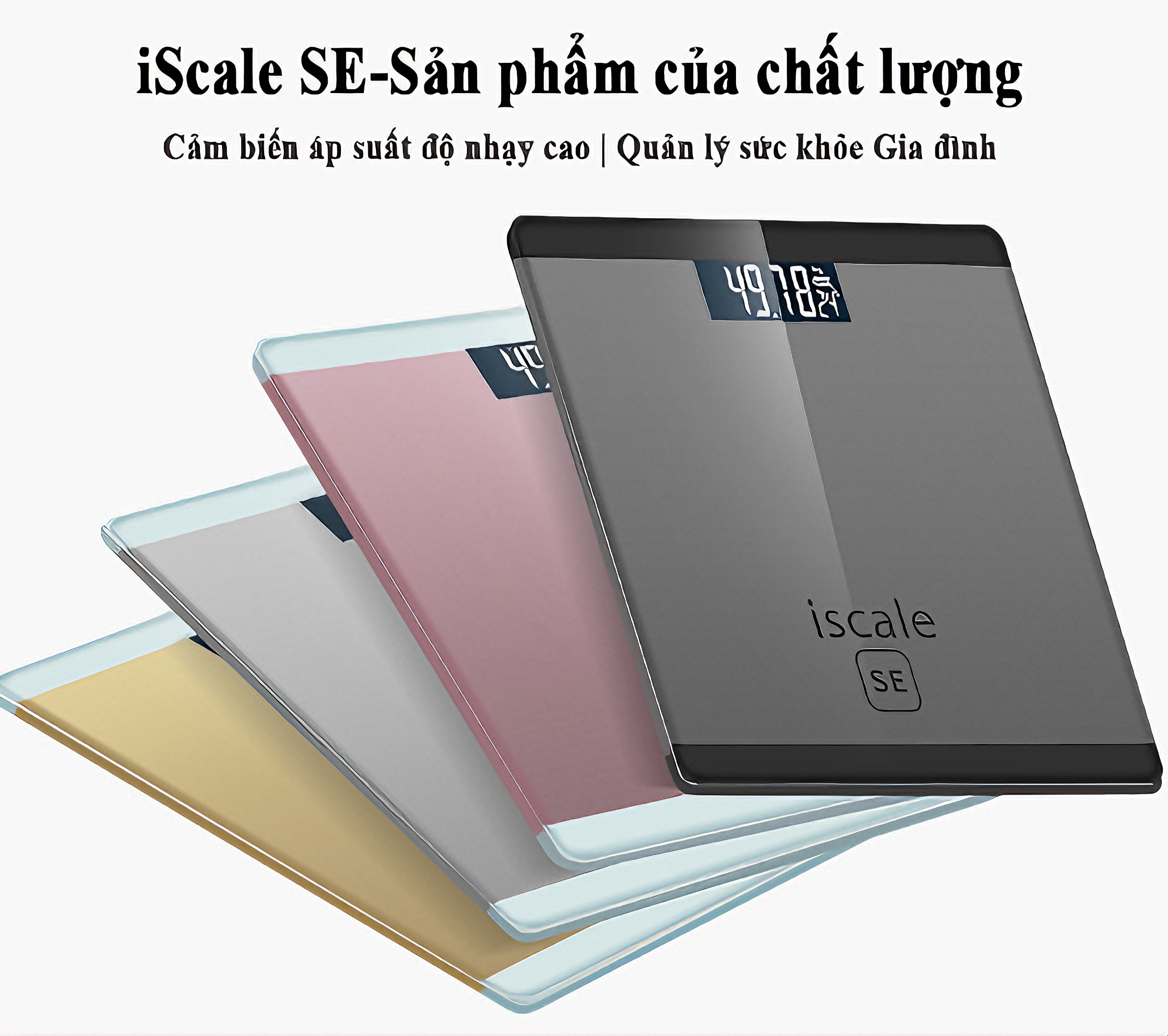 Cân sức khỏe điện tử vuông ISCALE mặt kính cường lực, kiểu dáng iphone cao cấp tặng kèm 2 pin AAA 180kg - Hàng chính hãng