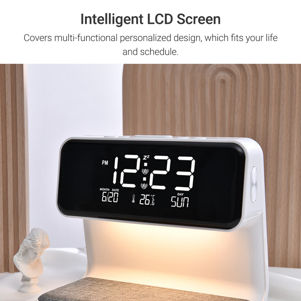 Đèn đầu giường sạc không dây xiaomi youpin với ba cấp độ mờ, hiển thị thời gian, đồng hồ thời gian cố định, sạc không dây